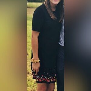 Calvin Klein Black Dress with Floral Hem